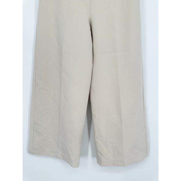 ZARA Super High Waist Wide Leg Pants Cropped Ankle Trouser Culottes, Cream - Picture 4 of 8